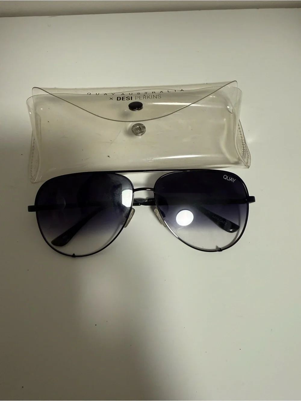 Quay x Desi High Key Black Aviator Sunglasses